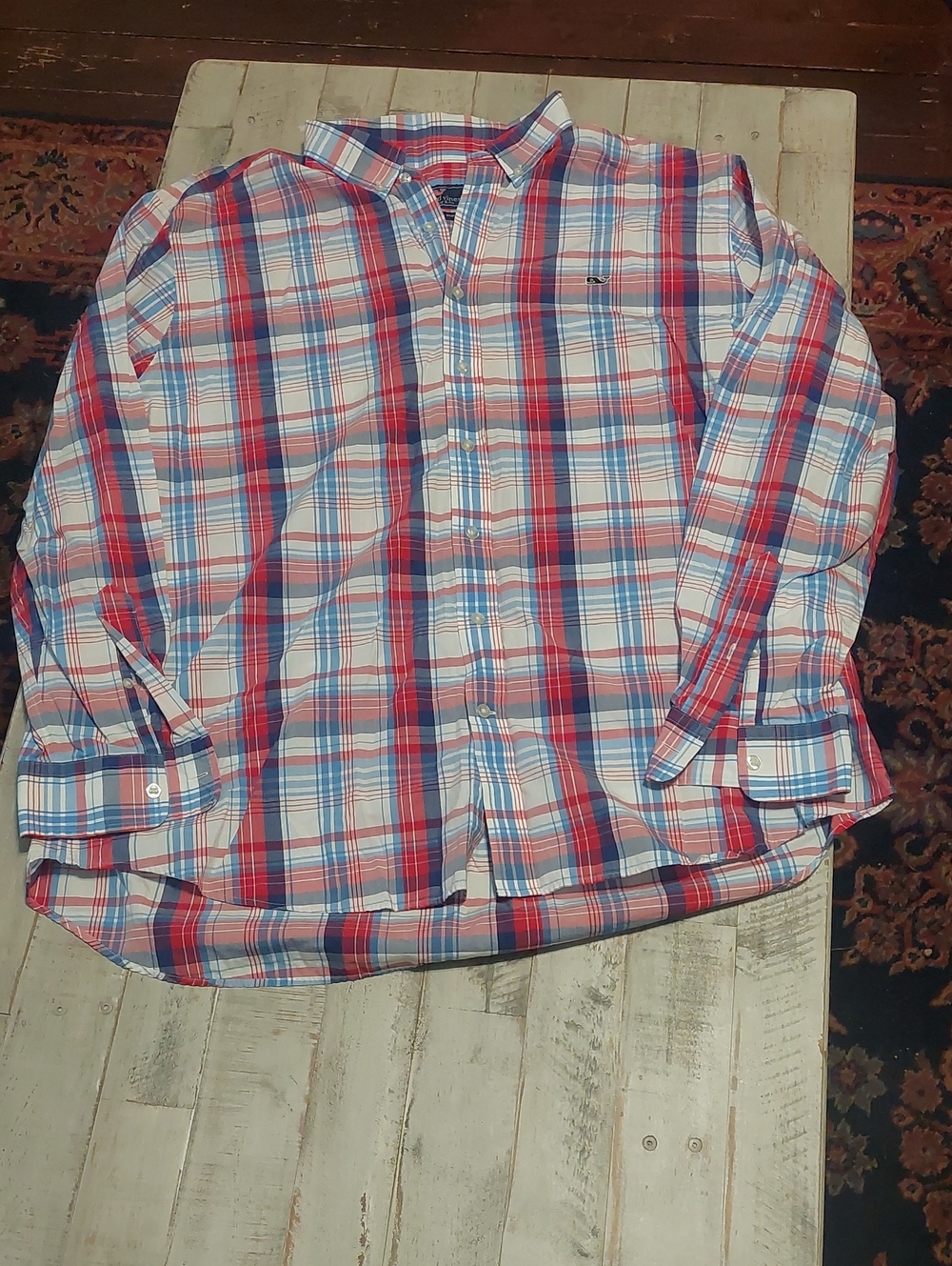 Vineyard Vines Men's Plaid Button-Down Shirt - Red, Blue & White